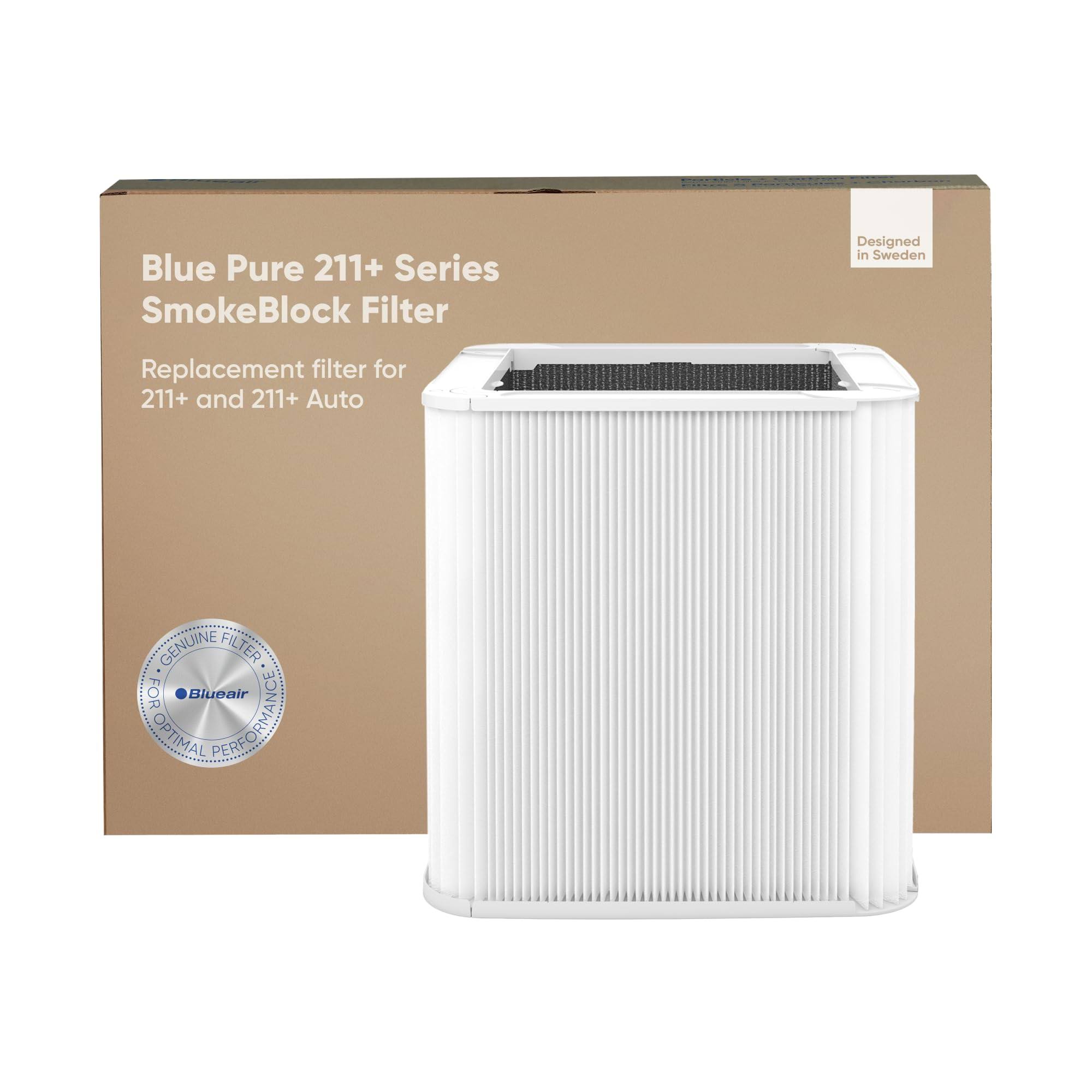 Blueair Blue Pure 211+ Series SmokeBlock Genuine Replacement Filter, Extra Carbon Captures 99.99% of Wildfire Smoke, Fits Blue Pure 211+ Auto, 211+