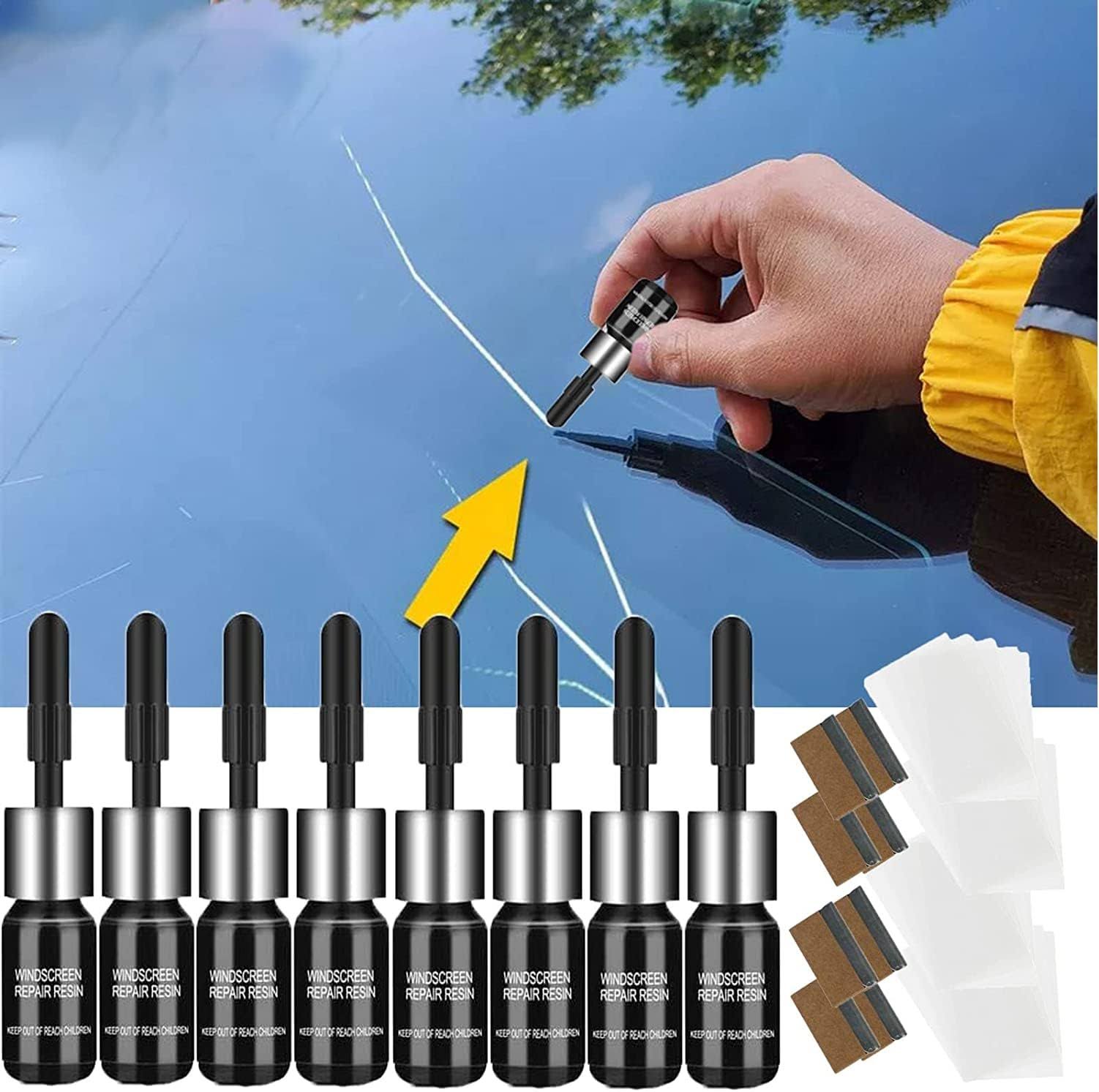 GeeyoU Cracks'gone Glass Repair Kit, Windshield Crack Repair Kit Car Window Glass Liquid Repair Set, Automotive Glass Nano Repair Fluid Kit, for