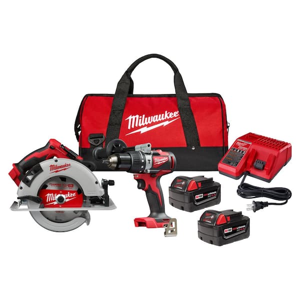 M18 18V Lithium-Ion Brushless Cordless Hammer Drill and Circular Saw Combo Kit (2-Tool) with Two 4.0 Ah Batteries