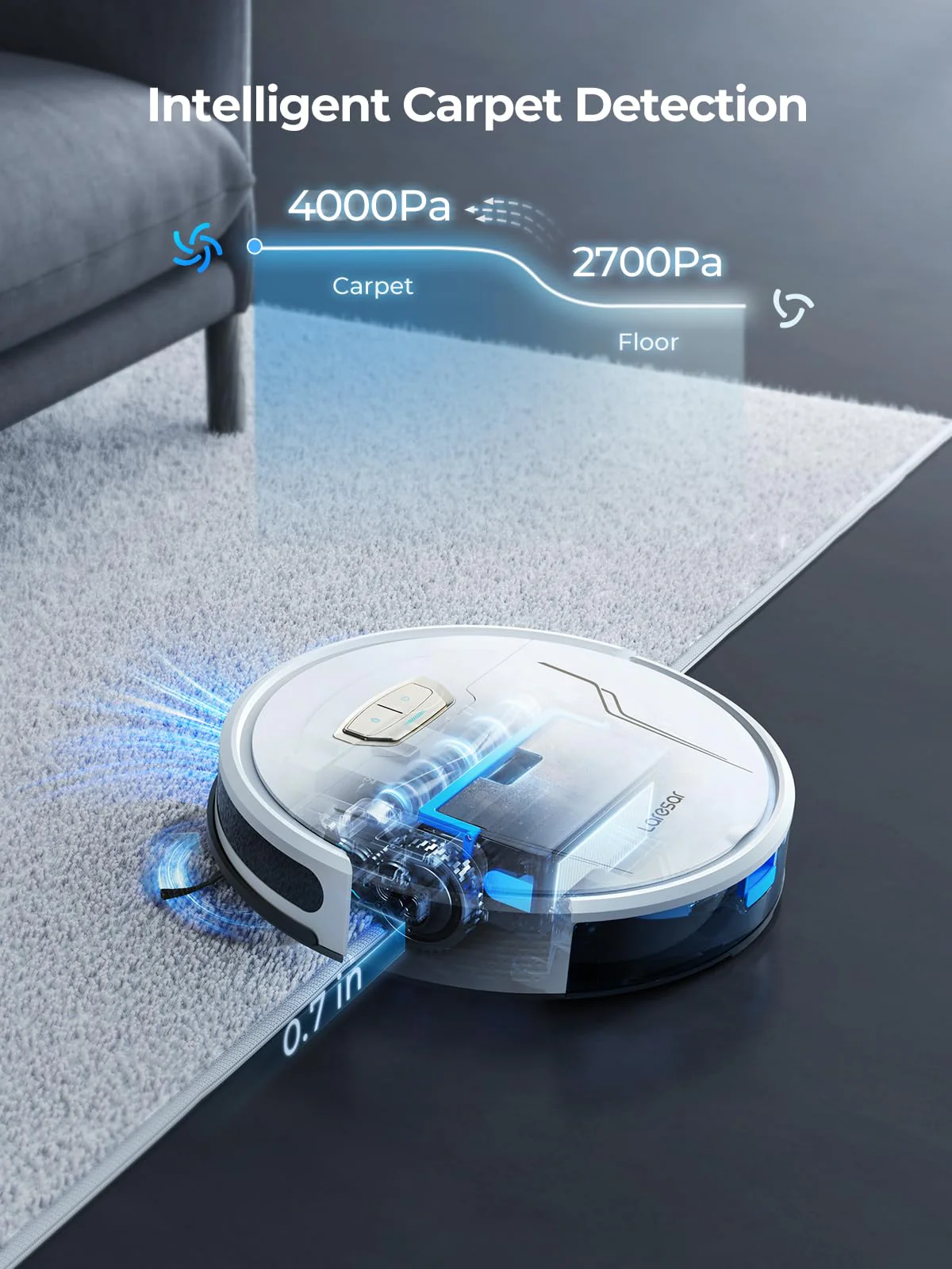 Laresar Robot Vacuums and Mop Combo with Auto Carpet Boost