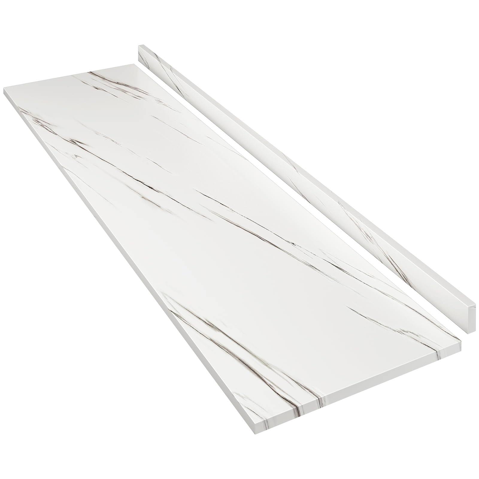 ROOMTEC Laminate Countertop, Butcher Block Countertop with Full Wrap Edge & Backsplash for DIY Table Top, Kitchen Countertop, Washer Dryer Counter