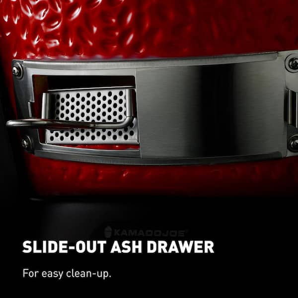 Big Joe II 24 in. Charcoal Grill in Red with Cart. Side Shelves. Grate Gripper. and Ash Tool