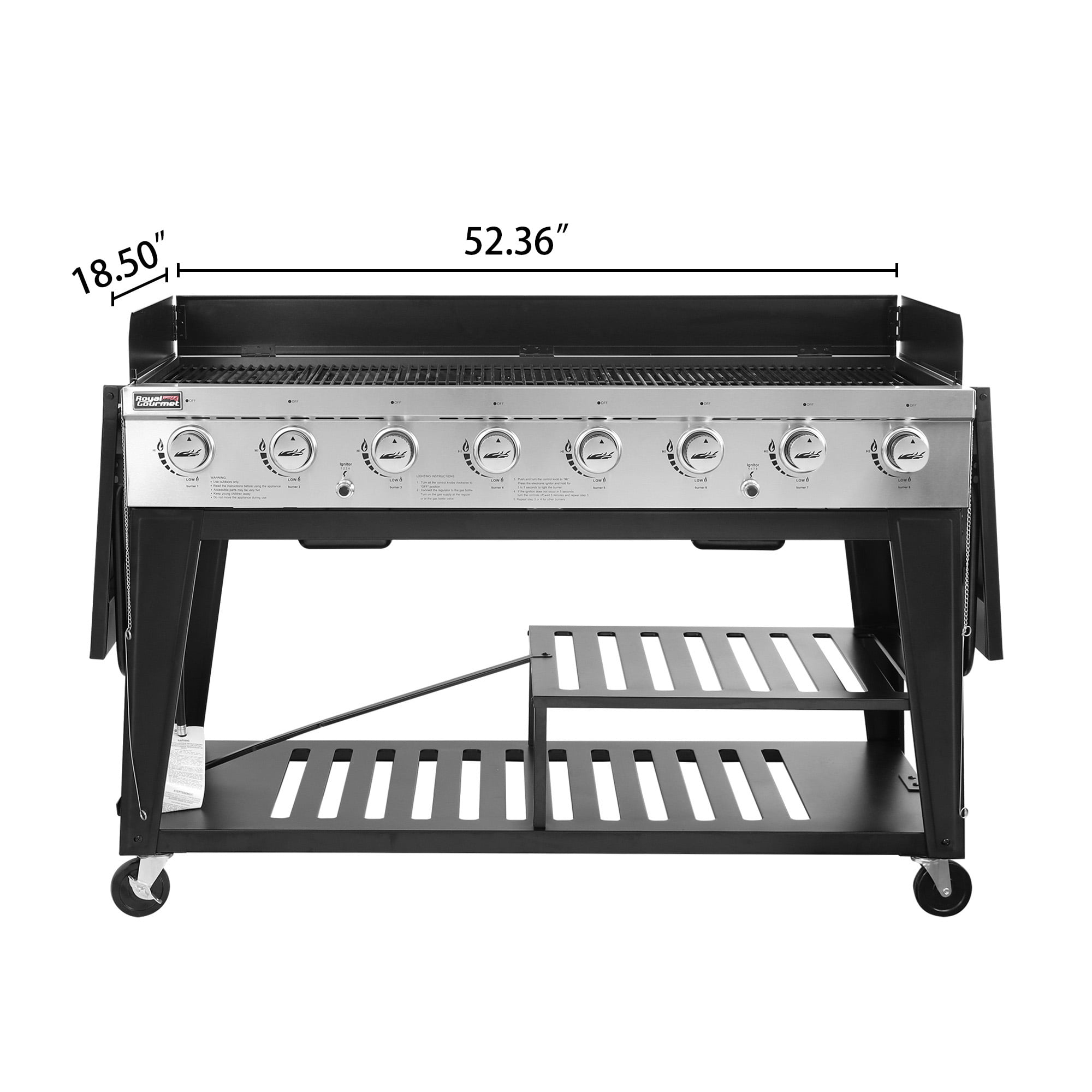Gourmet GB8001 8-Burner BBQ Gas Propane Grill Outdoor Large Party