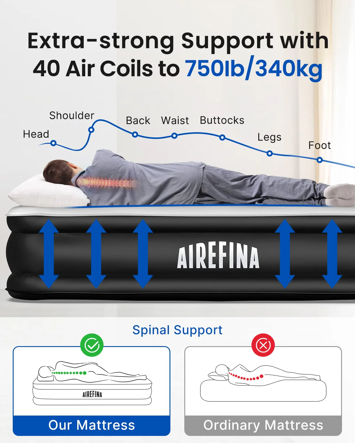 Airefina 18 Queen Air Mattress with Built-in Pump