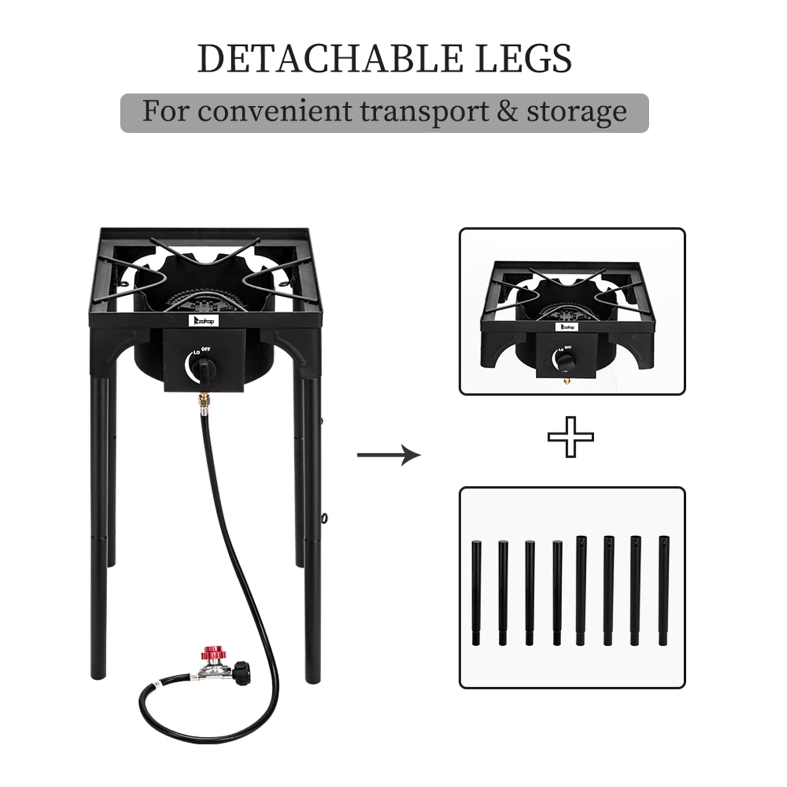 Outdoor Camp Stove High Pressure Propane Gas Cooker Portable Cast Iron Patio Cooking Single Burner