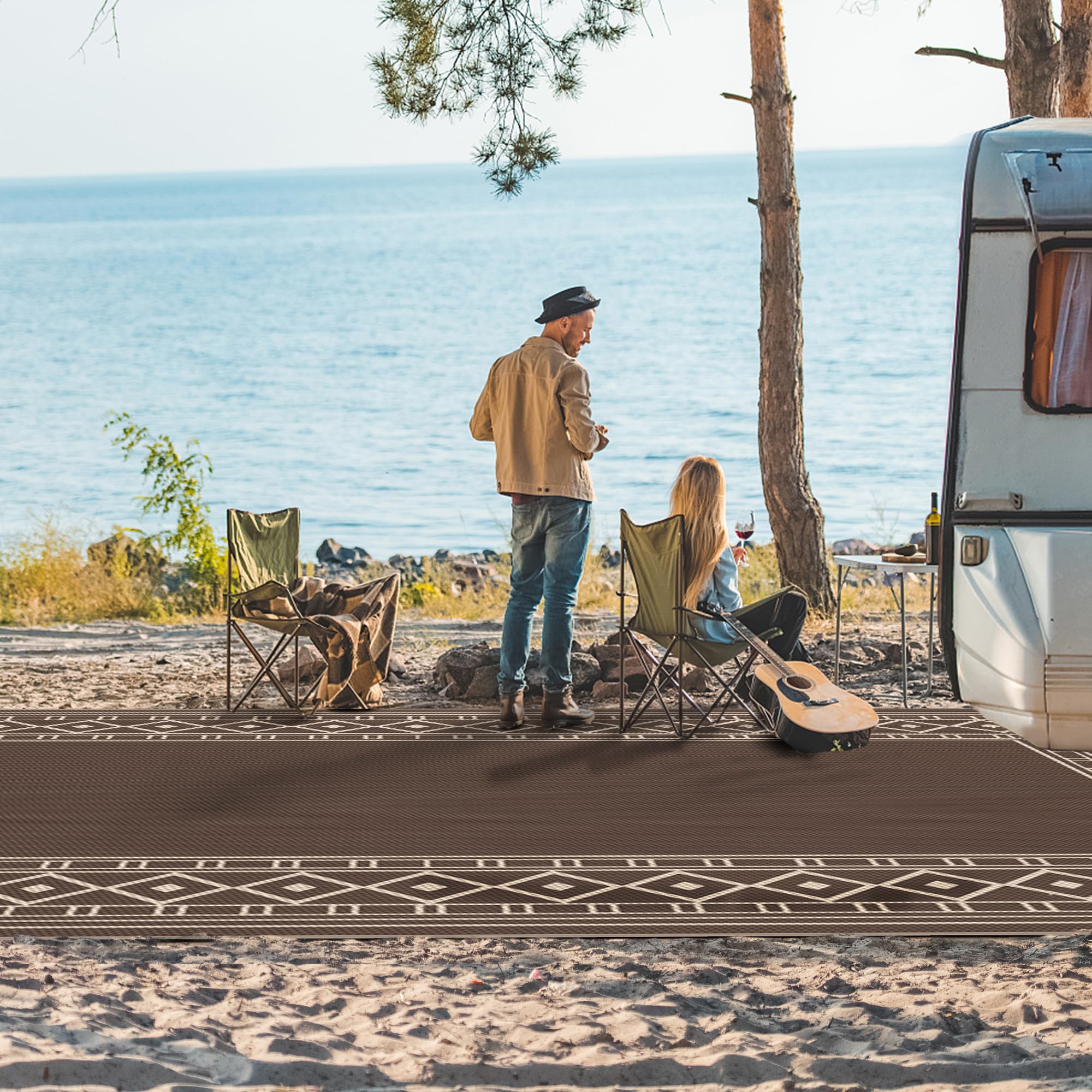 GENIMO Outdoor Rug 10'x14' for Patio Waterproof