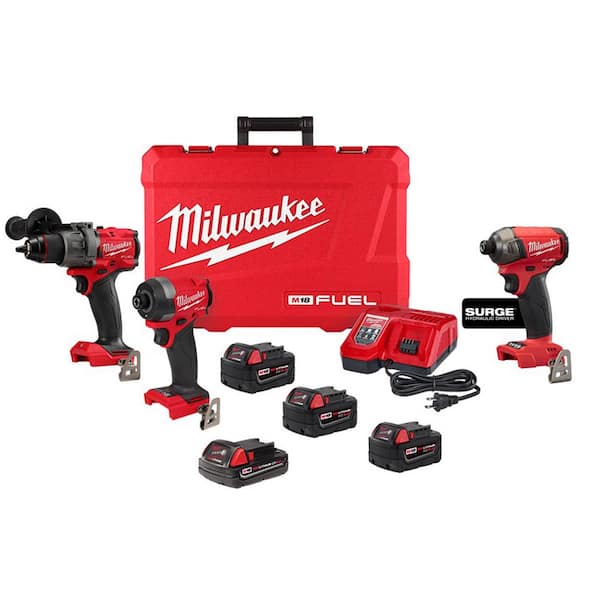 M18 FUEL 18-Volt Li-Ion Brushless Cordless Hammer Drill & Impact Driver Combo Kit (2-Tool) w/4 Batteries & Impact Driver