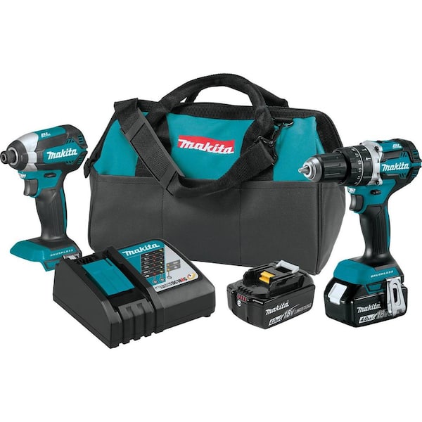 18V LXT Lithium-Ion Brushless Cordless Hammer Drill and Impact Driver Combo Kit (2-Tool) w/ (2) 4Ah Batteries. Bag
