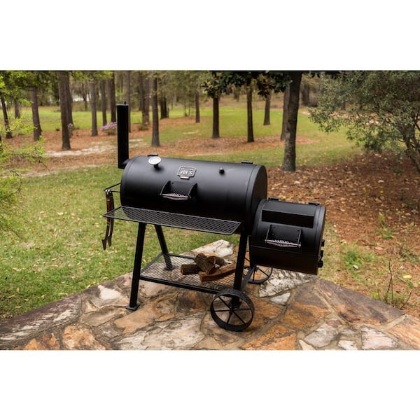 Highland Offset Charcoal Smoker and Grill in Black with 900 sq. in. Cooking Space