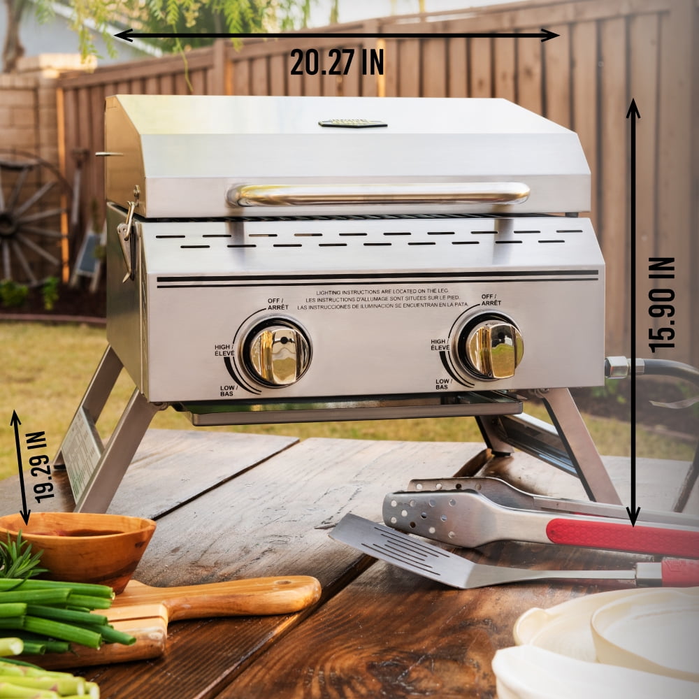 Grill 2 Burner Tabletop Propane Gas Grill in Stainless Steel