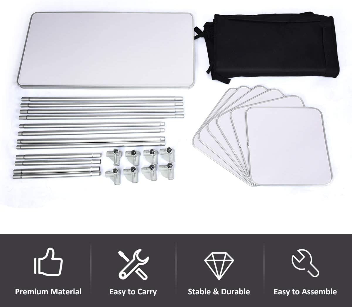 Cook Table Kitchen Station with Storage Organizer and Carrying Bag. for BBQ Party. Picnics. Backyards. Tailgating. Portable. Black