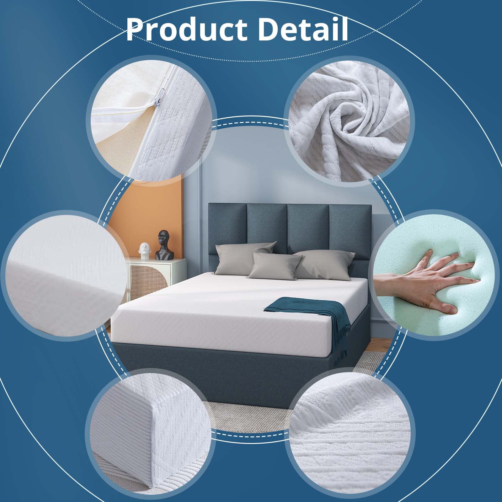 Inch Memory Foam Mattress Green Tea Mattress Medium Firm.Twin