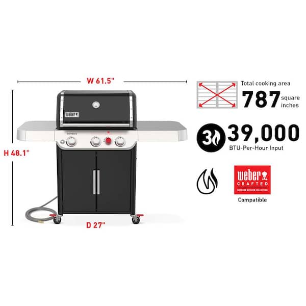 Genesis? E-325s Natural Gas Grill. Black with Premium Cover Included