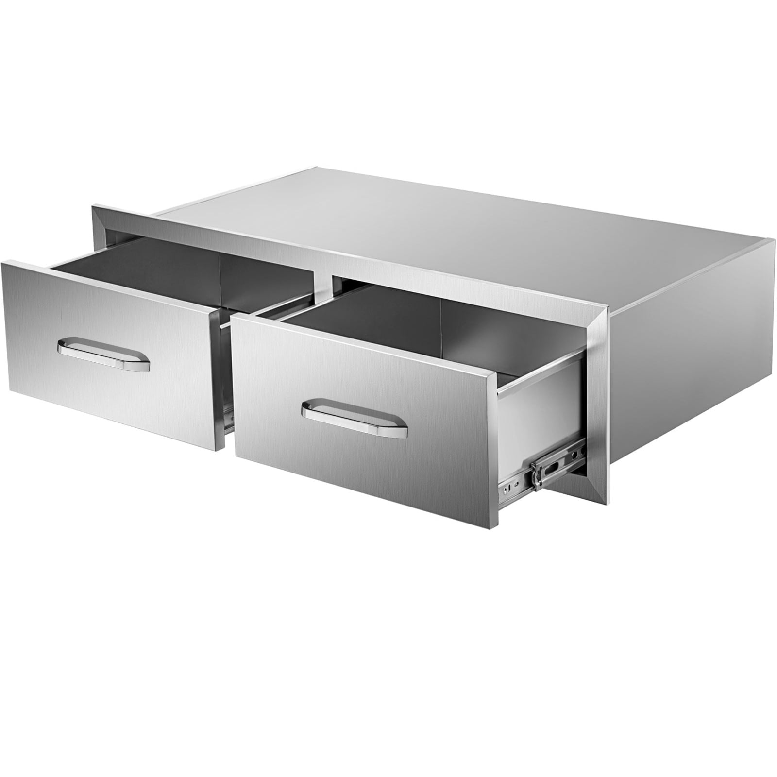 Outdoor Kitchen Drawers 30Wx10Hx20D. Horizontal Double Access BBQ Drawers with Stainless Steel Handle. BBQ Island Drawers for Outdoor Kitchens or BBQ Island Patio Grill Station