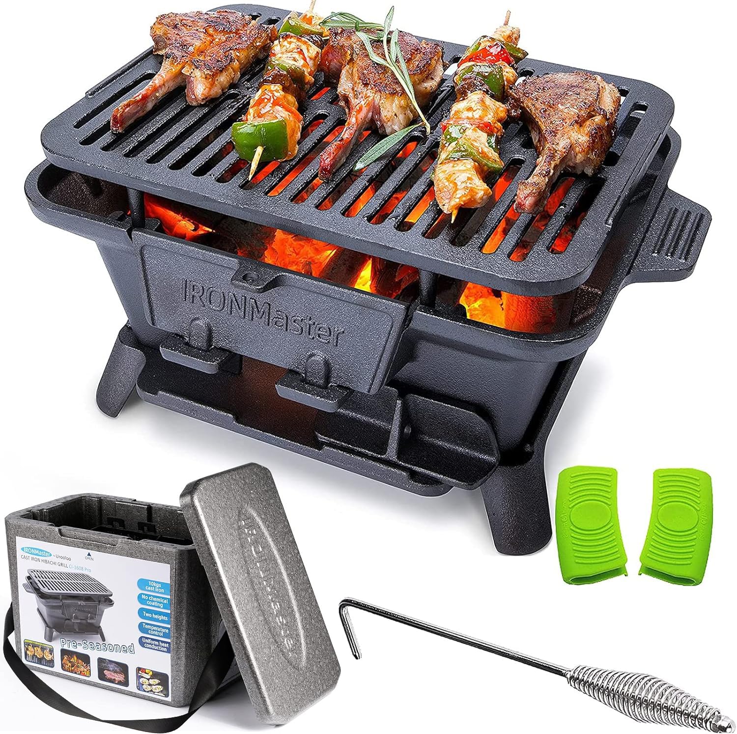 IronMaster Hibachi Grill Outdoor. Small Portable Charcoal Grill
