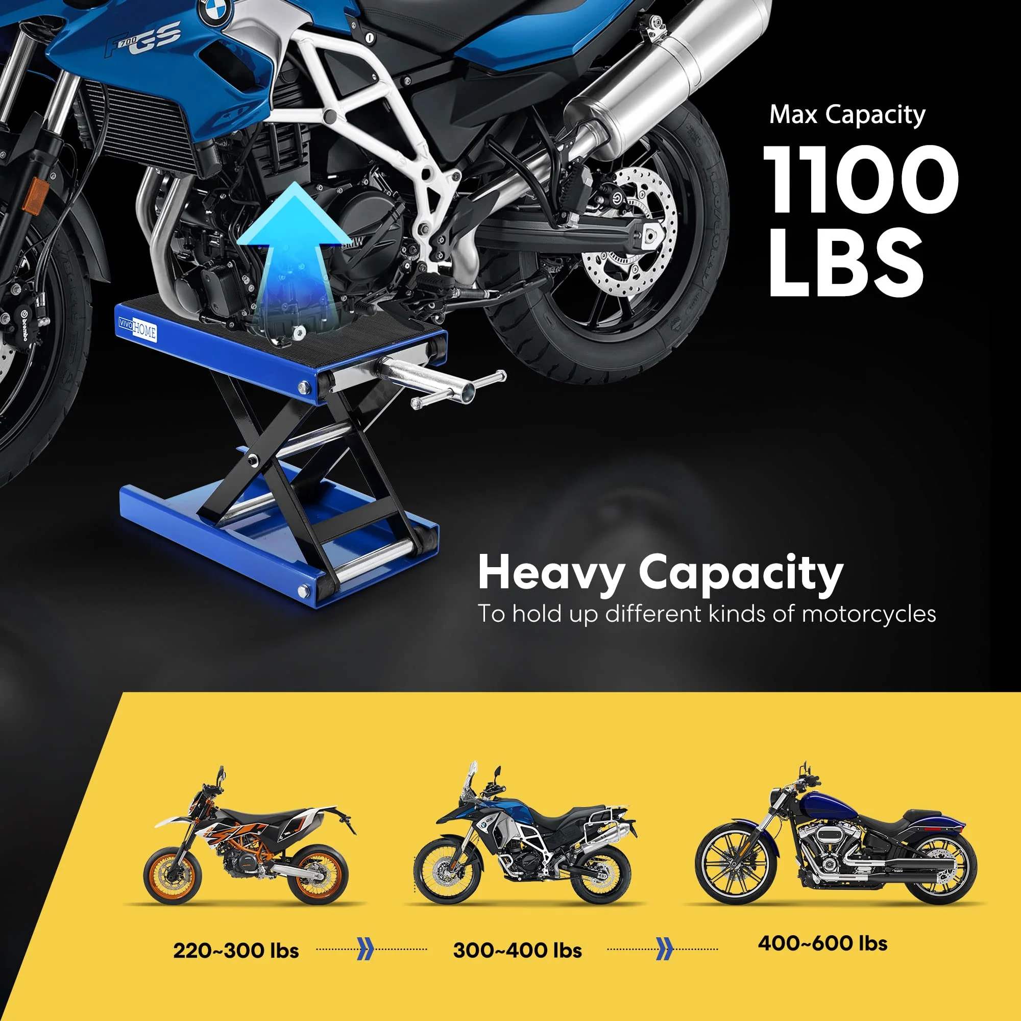 VIVOHOME 1100 LBS Capacity Motorcycle Lift