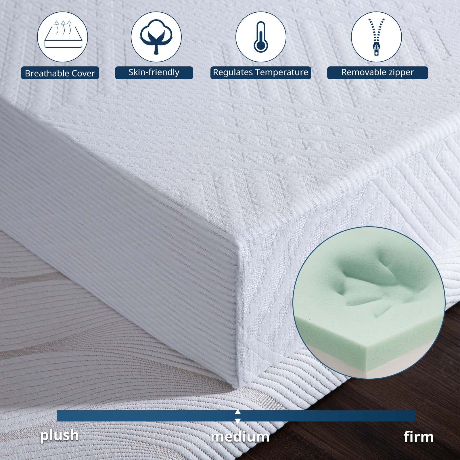 Inch Memory Foam Mattress Green Tea Mattress Medium Firm.Twin