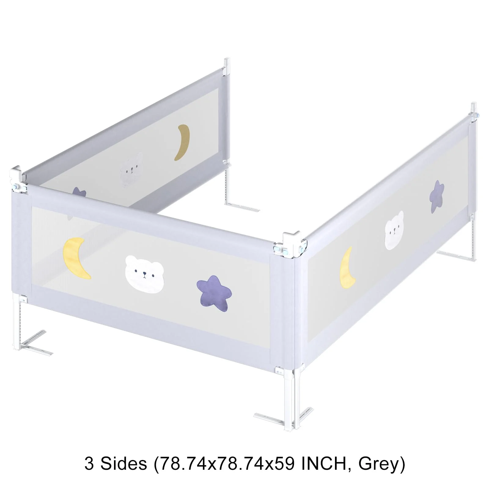Omzer 3 Pack Toddler Bed Rails with Double Child Lock