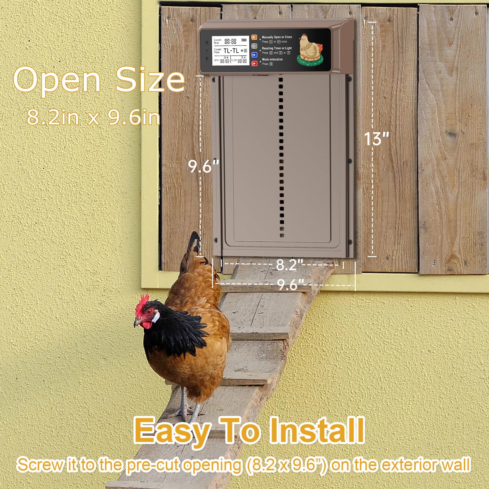 NyPots Automatic Chicken Coop Door Solar Powered