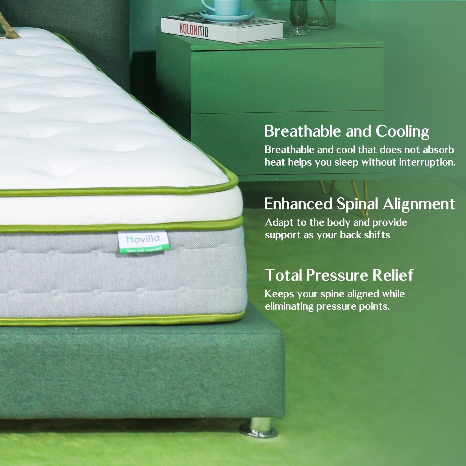 Serenity 10 inch Gel Memory Foam Innerspring Hybrid Mattress Cool Sleep. Queen Mattress