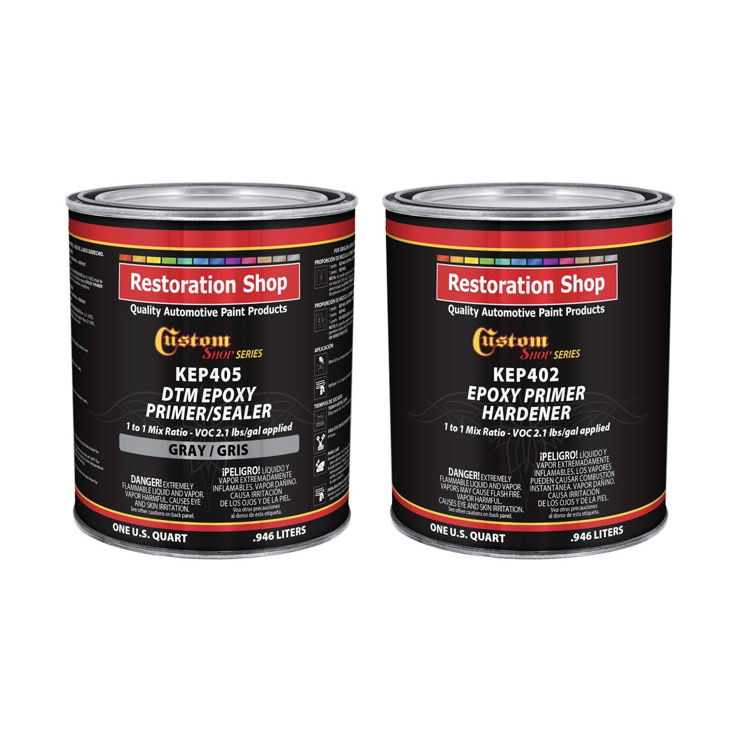 Custom Shop - Gray Epoxy Primer/Sealer 2.1 VOC (1/2 Gallon Kit) Anti-corrosive DTM High-Performance Primer for Automotive and Industrial Use Kit = 1