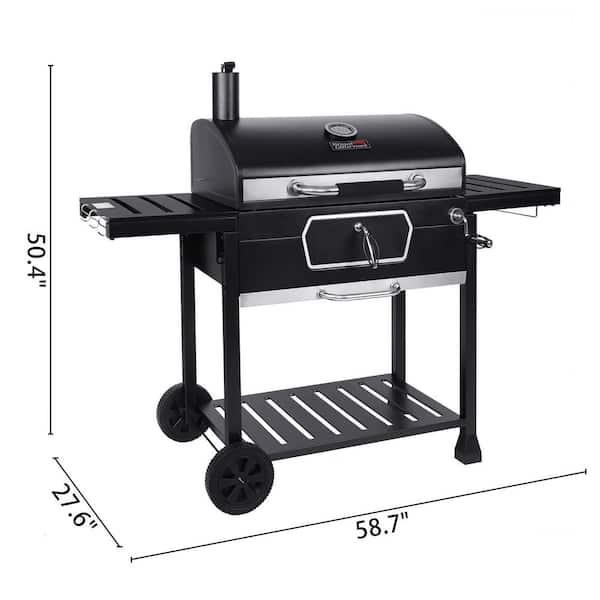 Deluxe 30 in. Charcoal Grill. BBQ Smoker Picnic Camping Patio Backyard Cooking. Black