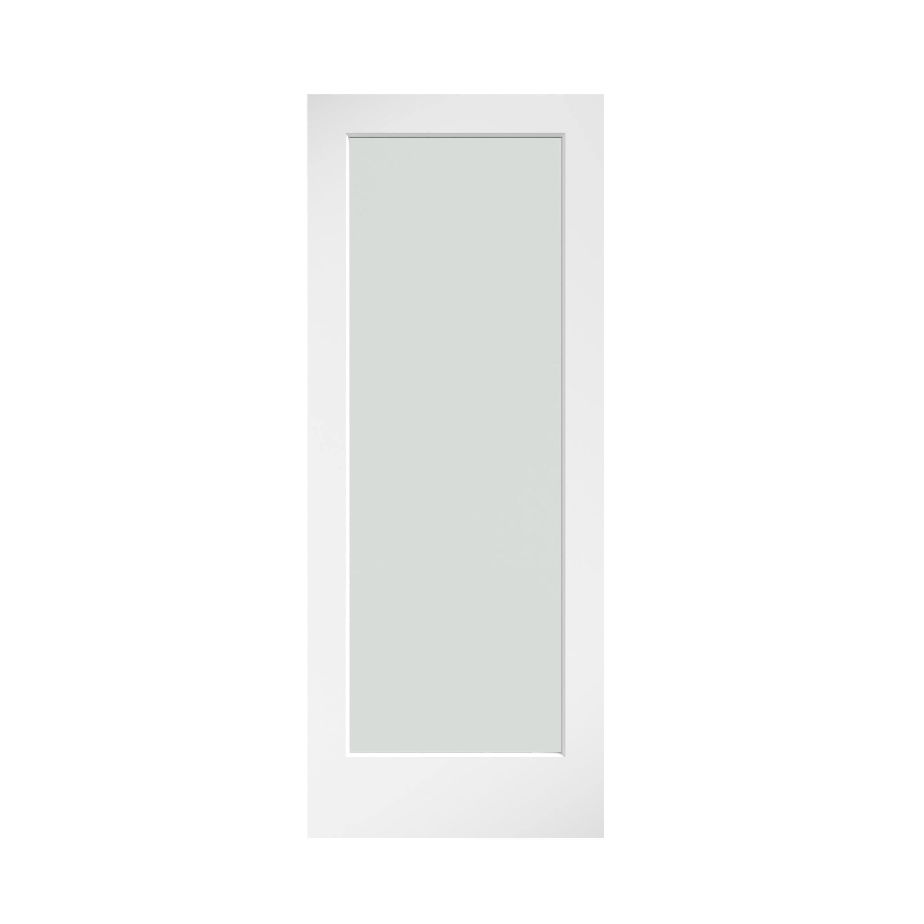 EightDoors 28 in. x 80 in. x 1-3/8 in. 1-Lite Solid Core Frosted Glass White Finished Wood French Interior Door Slab. White Primed(28)