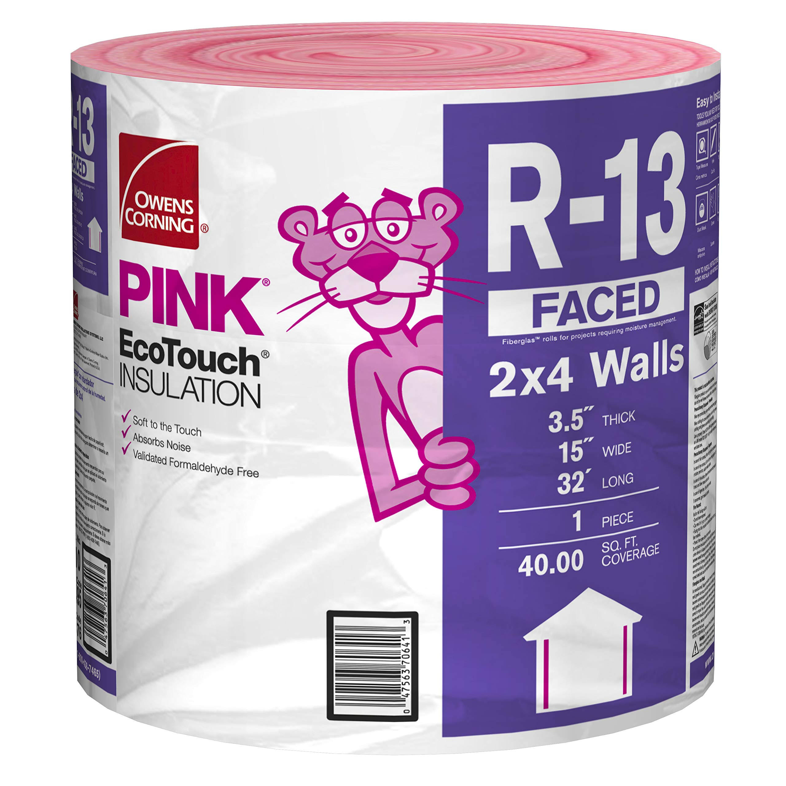 Owens Corning RF10 EcoTouch R13 Fiberglass Insulation, Pink