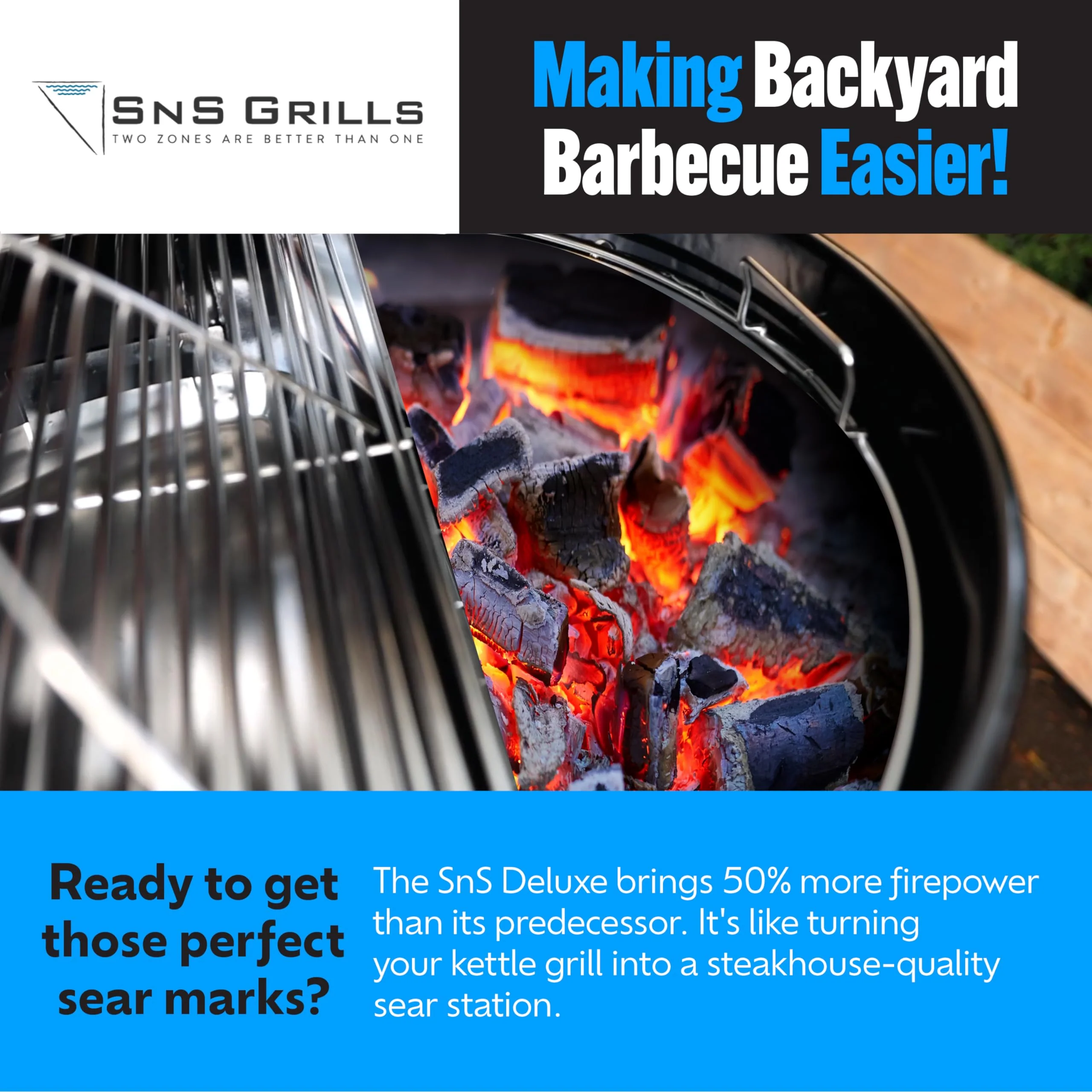 Slow 'N Sear SnS Grills Deluxe Insert. Removable Reservoir