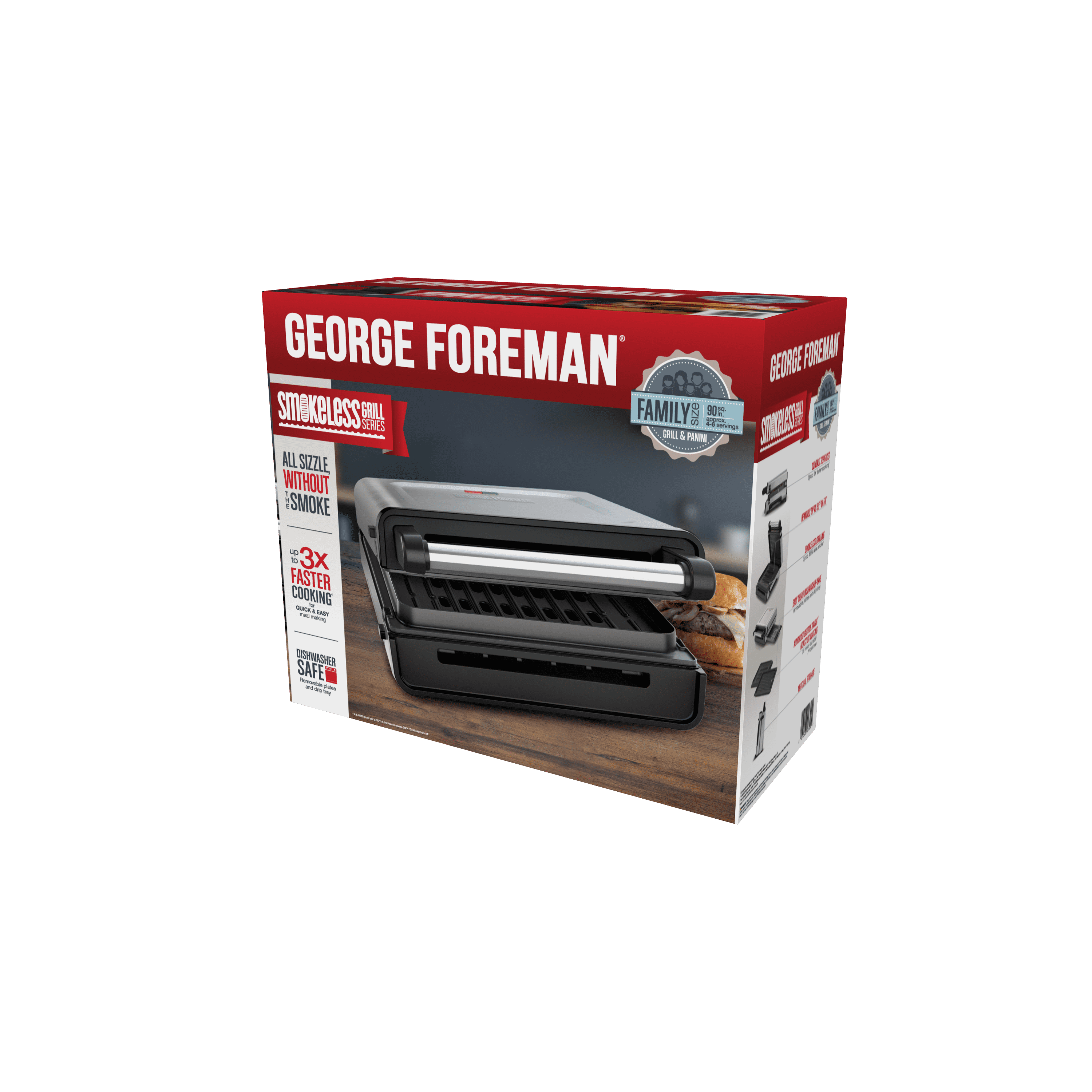 Foreman Contact Smokeless - Ready Grill. Family Size (4-6 Servings). GRS6090B-1