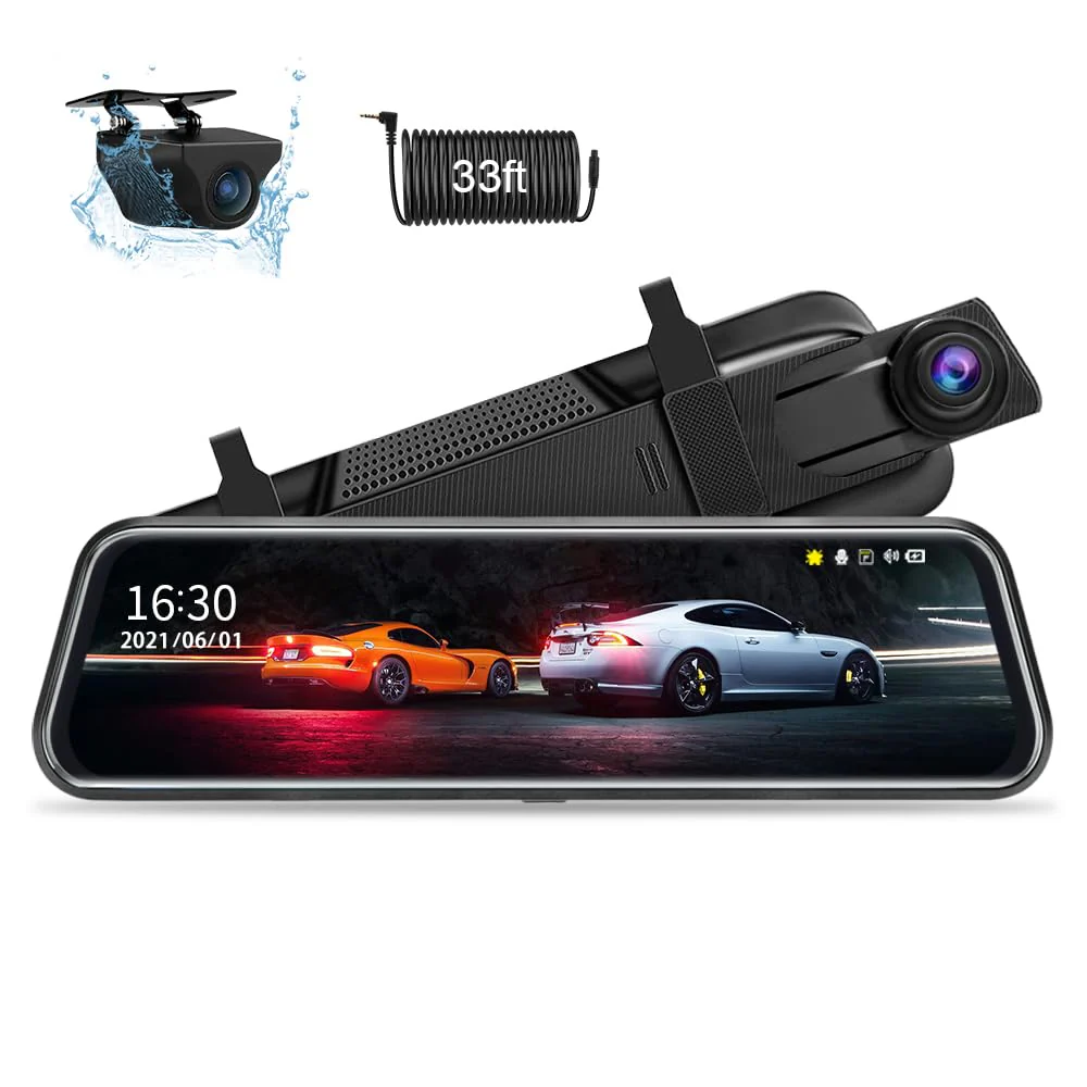 Jansite 10'' Full HD Touch Screen Rear View Mirror Dash Cam