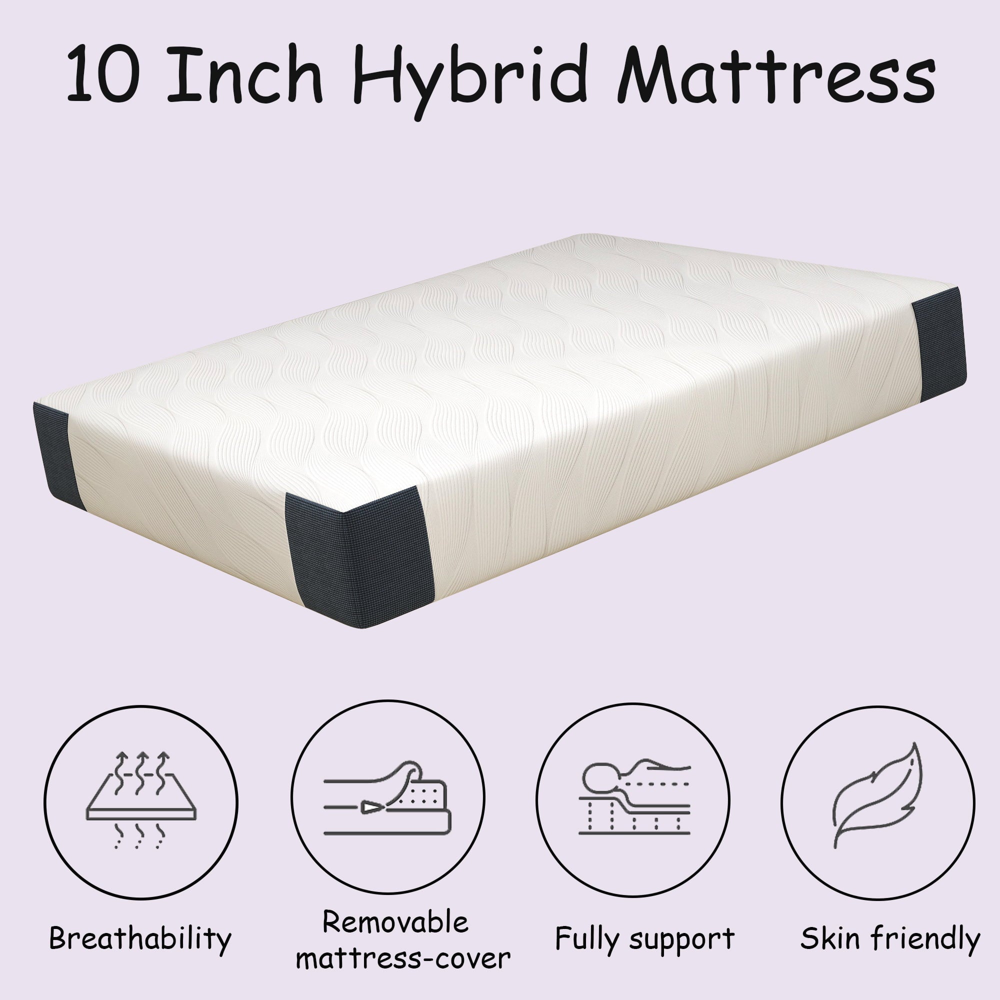 Inch Hybrid Mattress.Queen Size Mattress with Gel Memory Foam Sleep Mattresses. Individual Pocket Springs with Comfy Foam for Back Pain Relief & Cool Sleep.Mattress In A Box