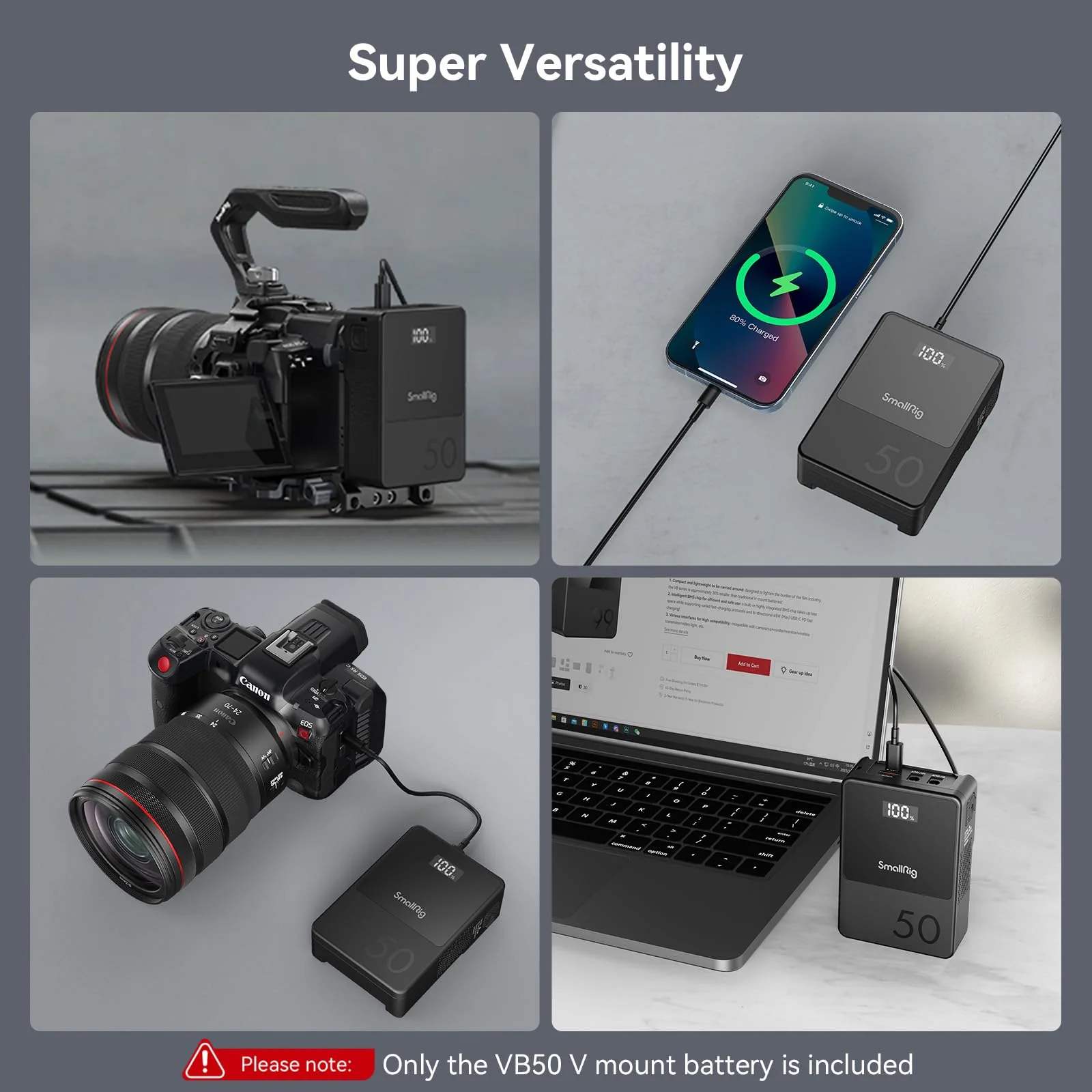 SmallRig 3400mAh 50Wh 14.8V mini V Mount Battery