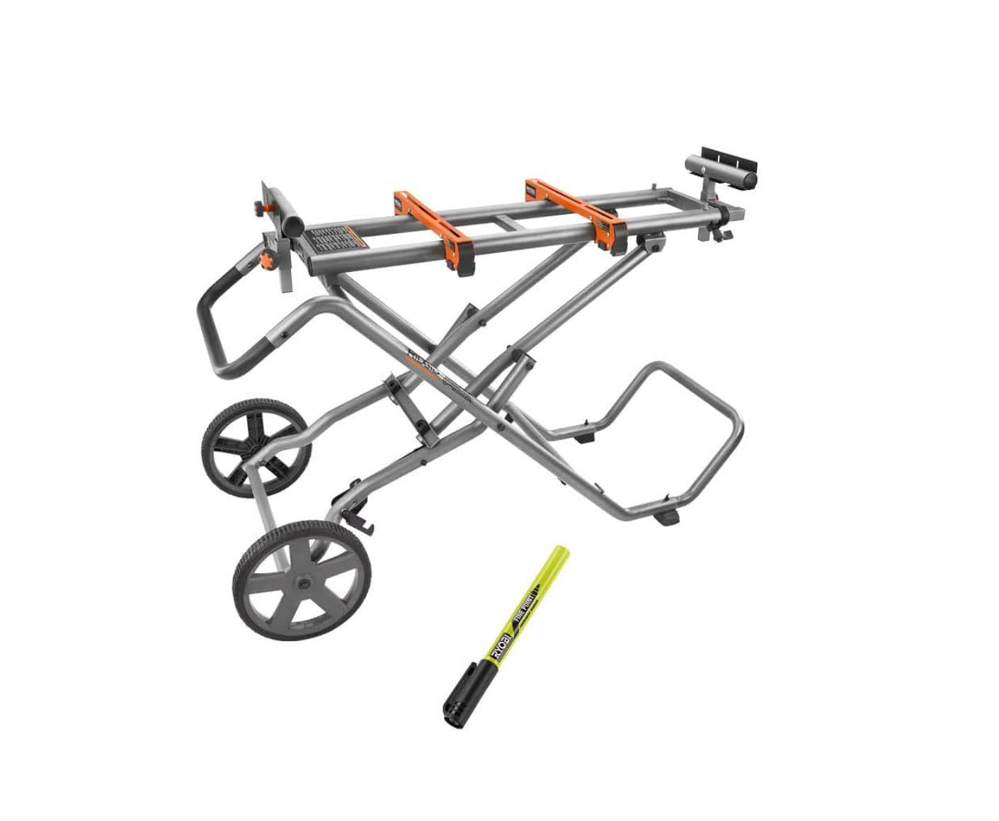 Ridgid AC9946-RPM121 Universal Mobile Miter Saw Stand with Mounting Braces and Black Fine Point Permanent Workshop Marker