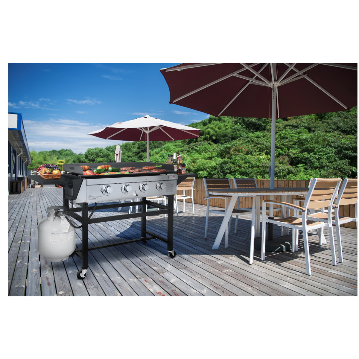 GB4001C 4-Burner 52000-BTU Propane Gas Grill Griddle. 36L. With Cover