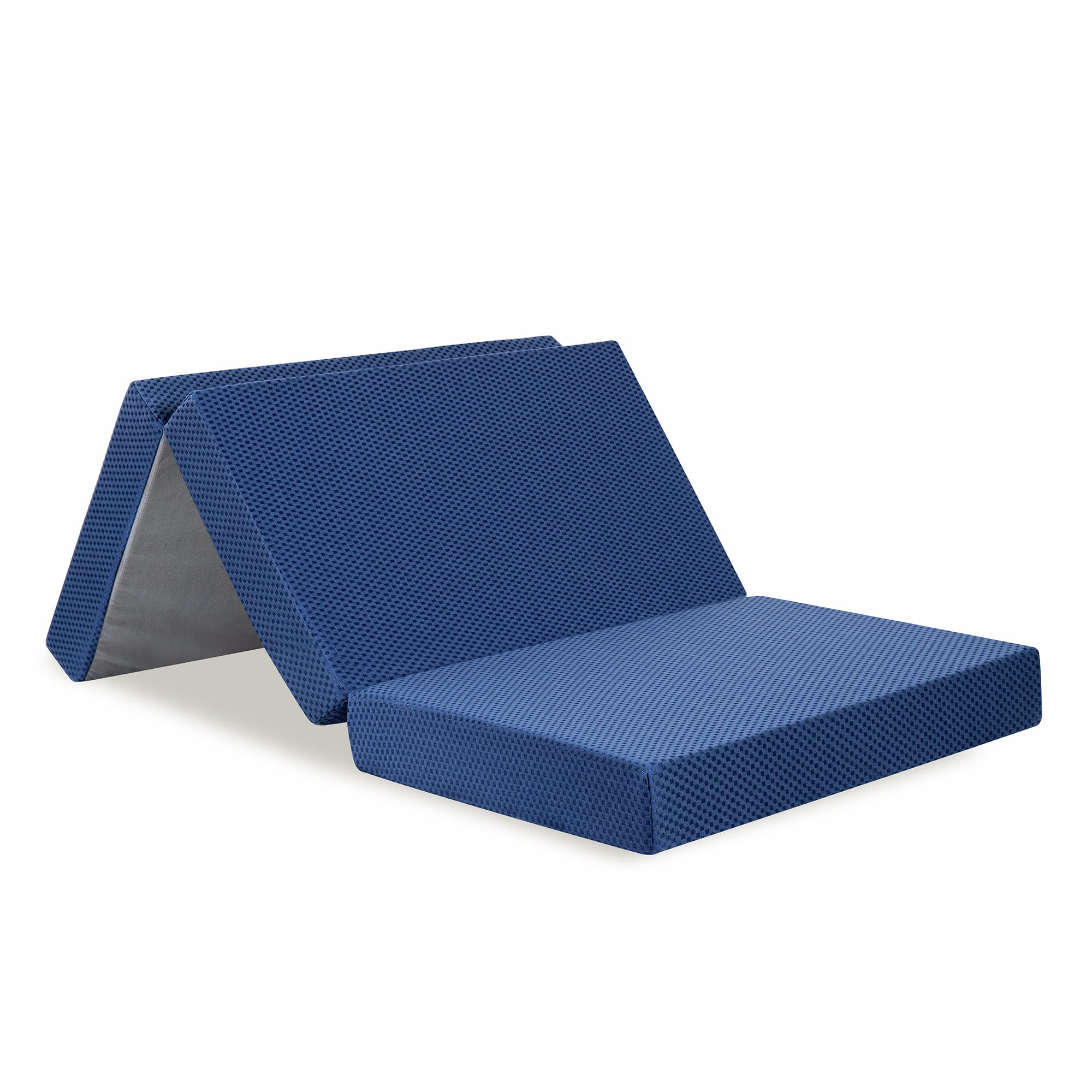 4'' Tri-Fold Memory Foam Mattress. Blue. Twin