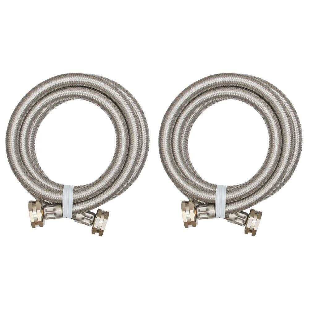 Eastman 2-Pack 6' Hot/Cold Stainless Steel Washing Machine Hoses