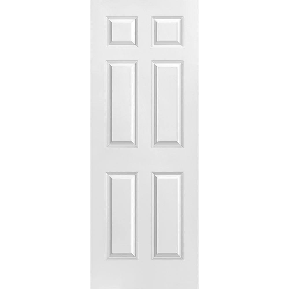 Masonite 30 in. x 80 in. Solidoor Smooth 6-Panel Solid Core Primed Composite Interior Door Slab Primed White-Instock