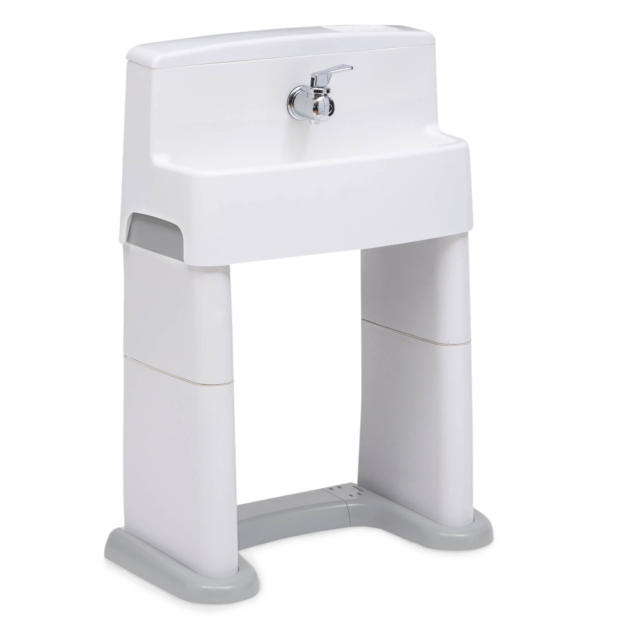Delta Children PerfectSize 3-in-1 Convertible Sink, Step Stool and Bath Toy for Kids, White/Grey