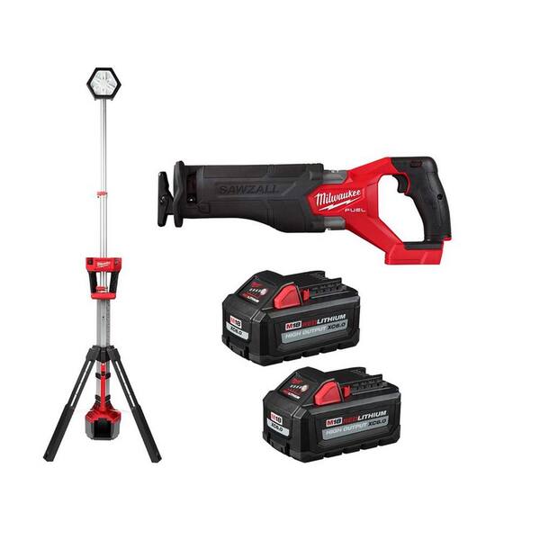 M18 FUEL GEN-2 18-Volt Lithium-Ion Brushless Cordless SAWZALL w/Tower Light. Two 6 Ah HO Batteries