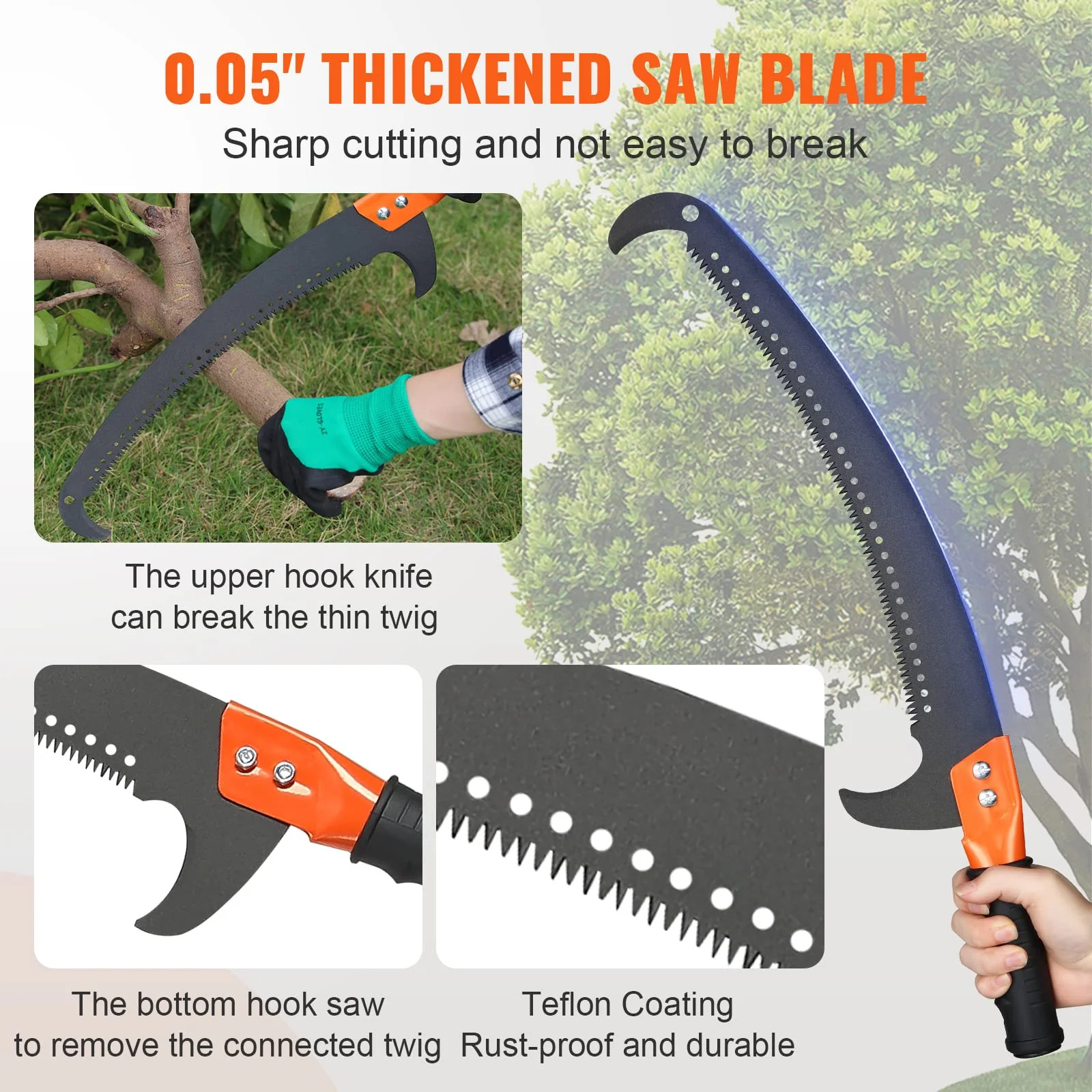 VEVOR Manual Pole Saw. 7.3-27 ft Extendable Tree Pruner