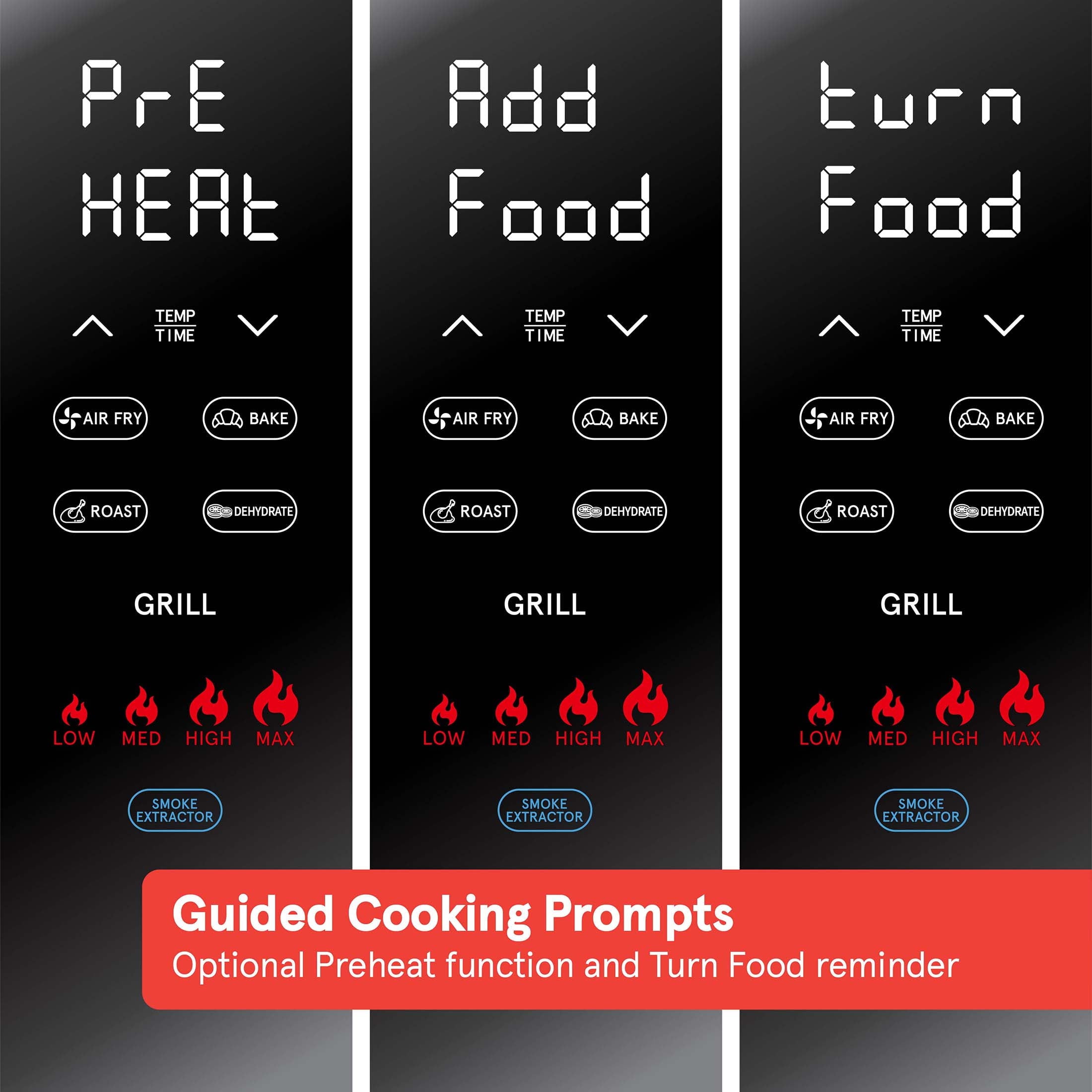 FoodStation Indoor Smokeless Grill with Guided Cooking. Black