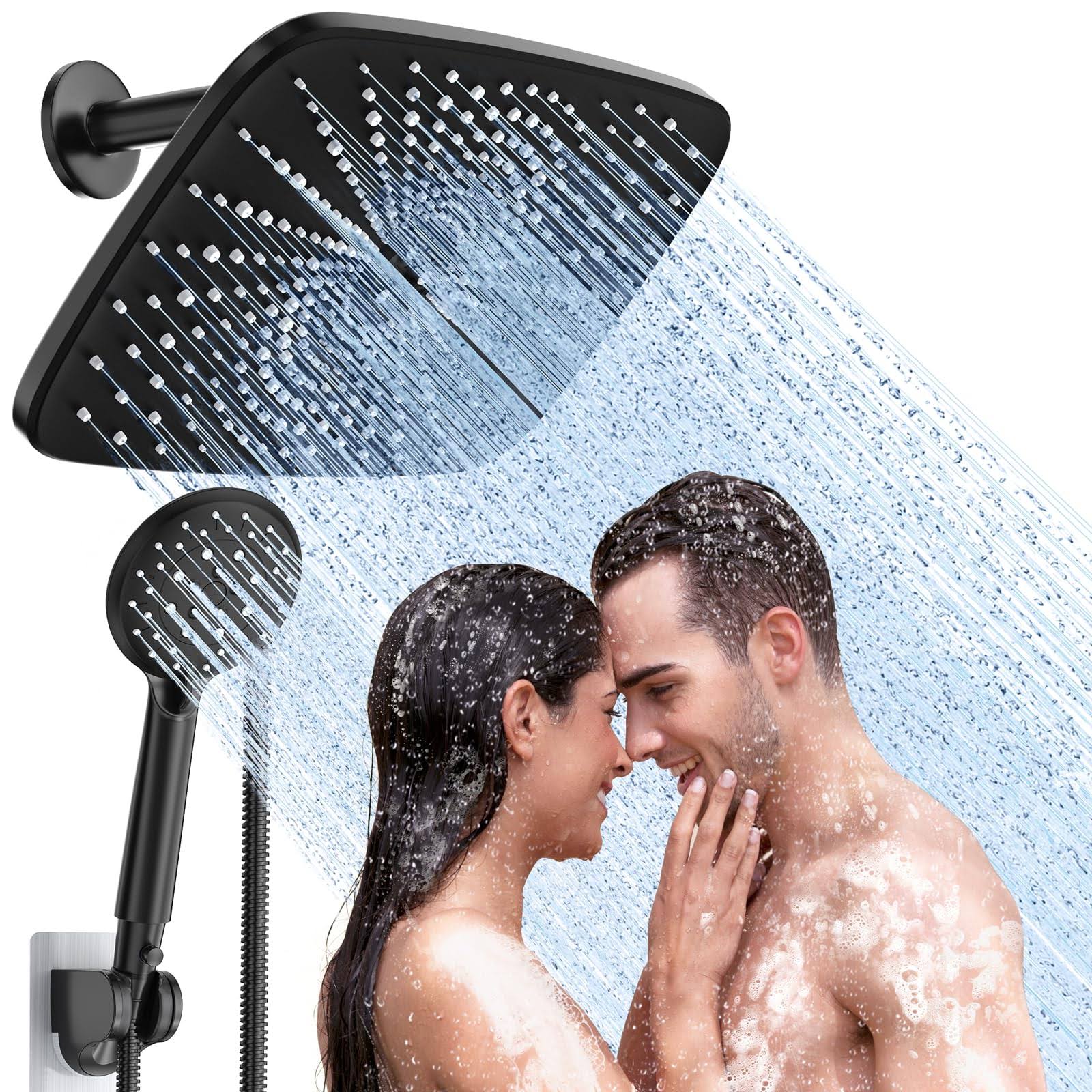 Veken 12 inch High Pressure Rain Shower Head -Shower Heads with 5 Modes Handheld Spray Combo- Wide Rainfall Shower with 70