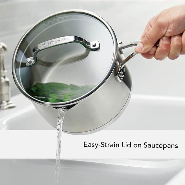 11-Piece 3-Ply Base Stainless Steel Cookware Set. Silver