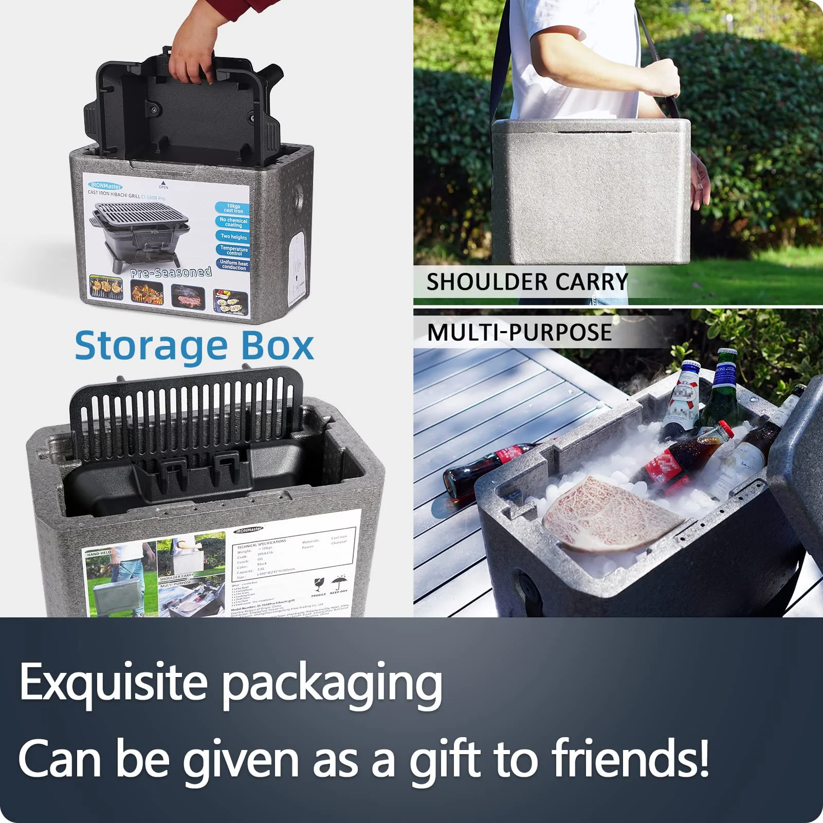 IronMaster Hibachi Grill Outdoor. Small Portable Charcoal Grill