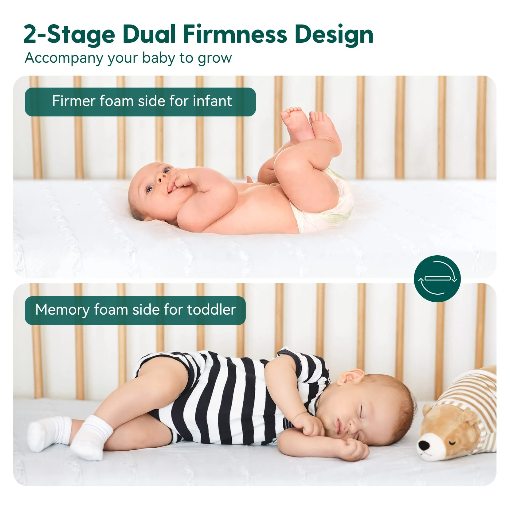 BABELIO Dual-Sided Memory Foam Toddler Mattress