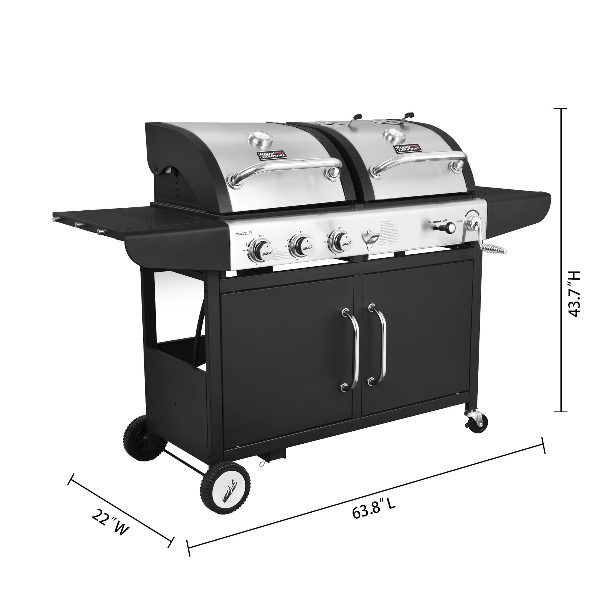 Gourmet ZH3002C 3-Burner 25.500-BTU Dual Fuel Cabinet Gas and Charcoal Grill Combo with Cover