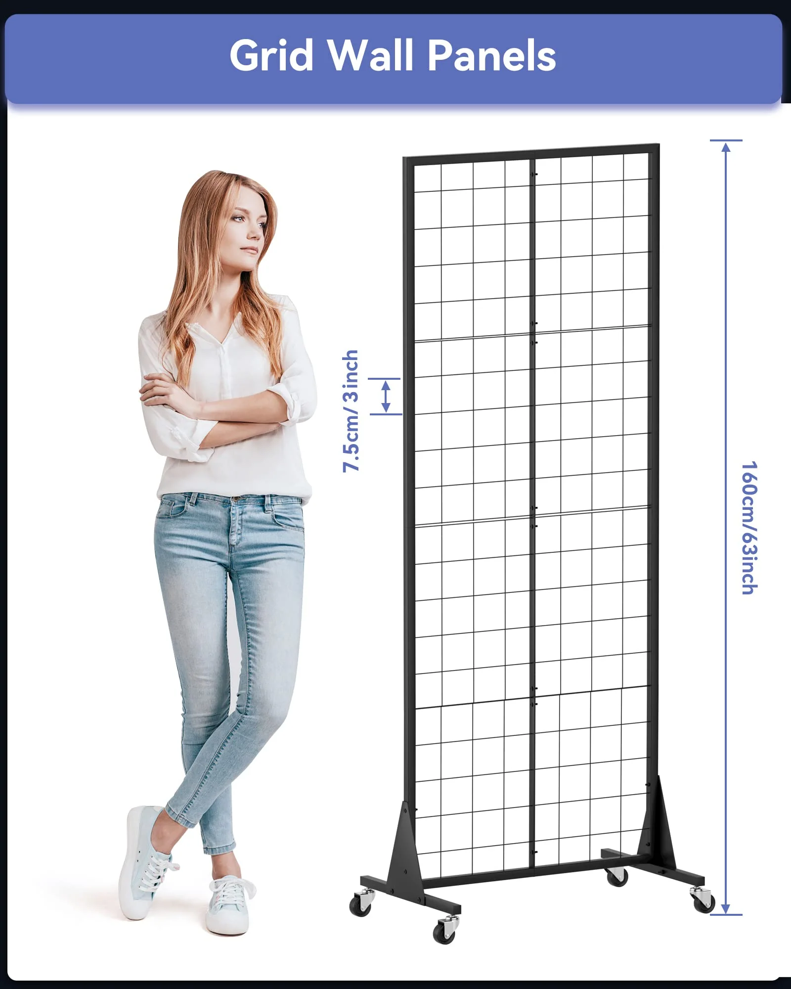 Blasinc 3-Pack 2'x5.5' Ft Gridwall Panel Display Stand