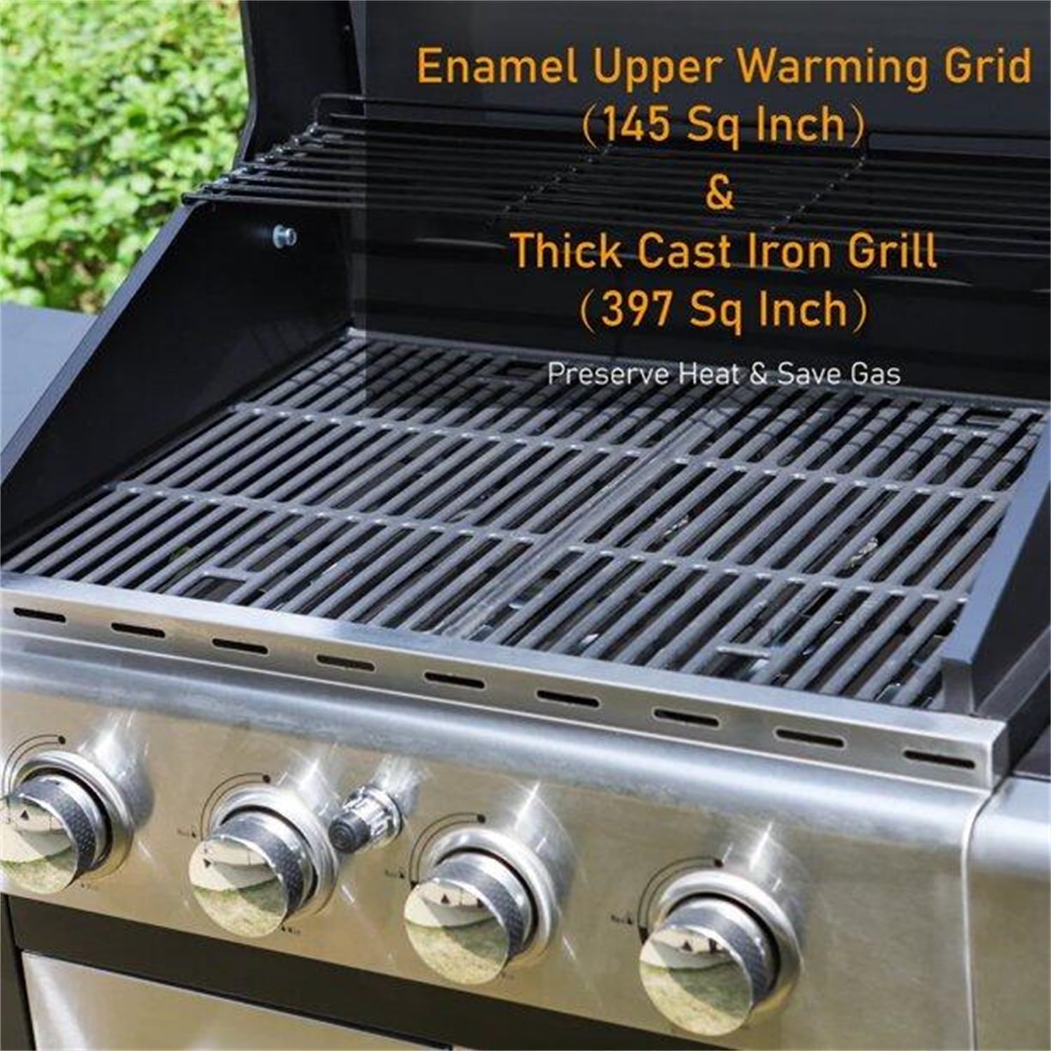 Stainless Steel 4 Burner Propane Gas Grill with Side Burner