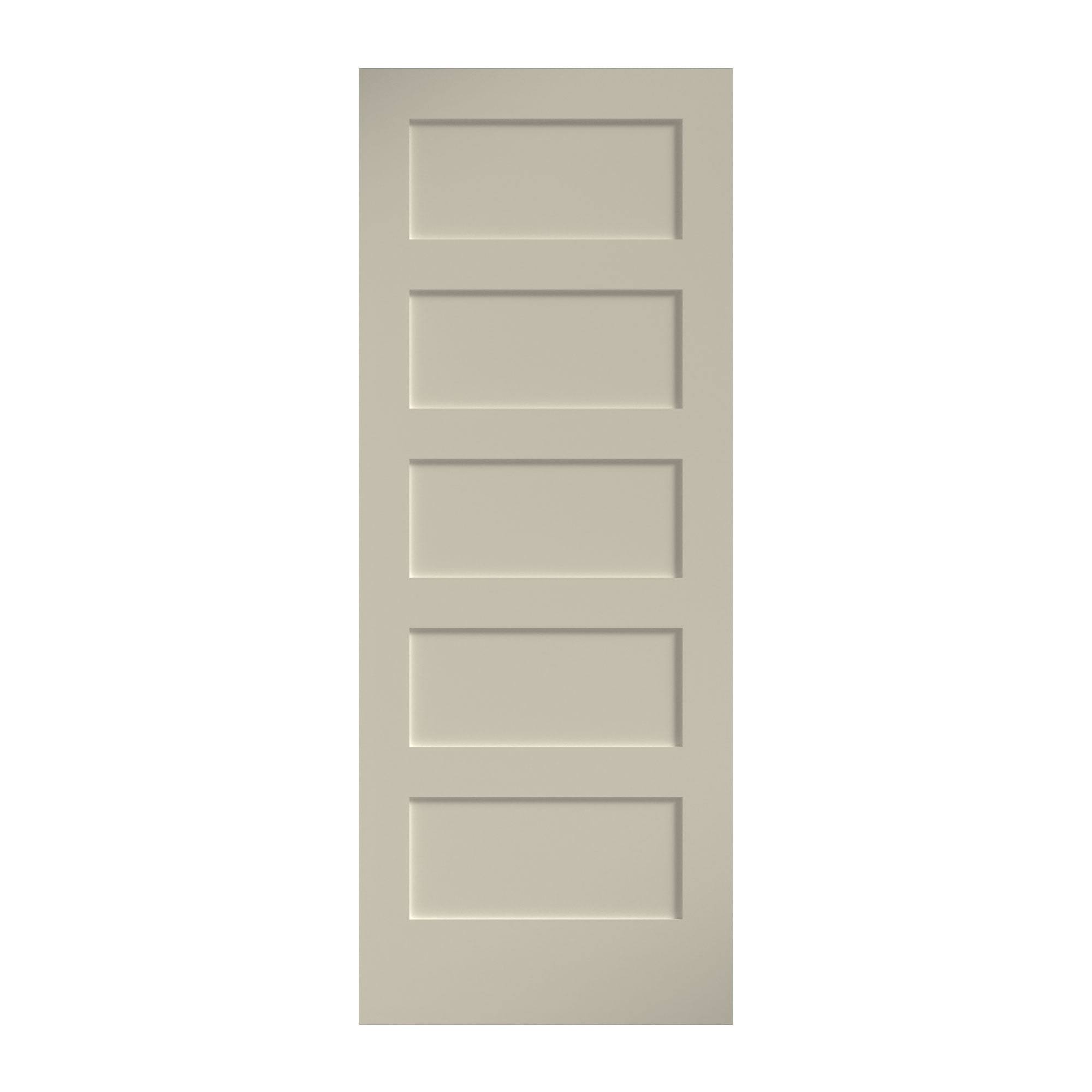 EightDoors 80 inch x 28 inch x 1-3/8 inch 5-Panel Shaker White Primed Solid Wood Core Interior Slab Door
